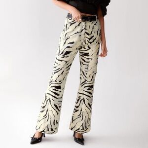 Zebra Print genuine  Leather Trouser NWT